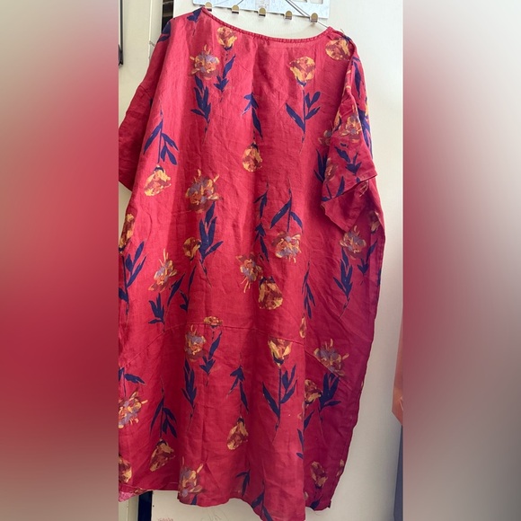 NWOT Coldwater Creek XL Midi 100% Linen‎ Dress Floral Cottagecore Lagenlook Boho - Picture 3 of 5